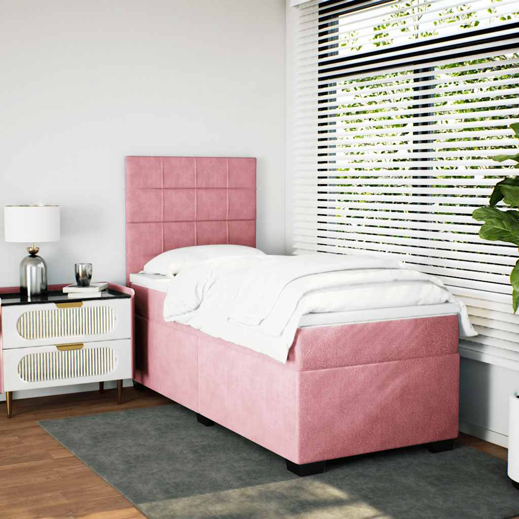 Giroletto a Molle con Materasso Rosa 100x200 cm in Velluto