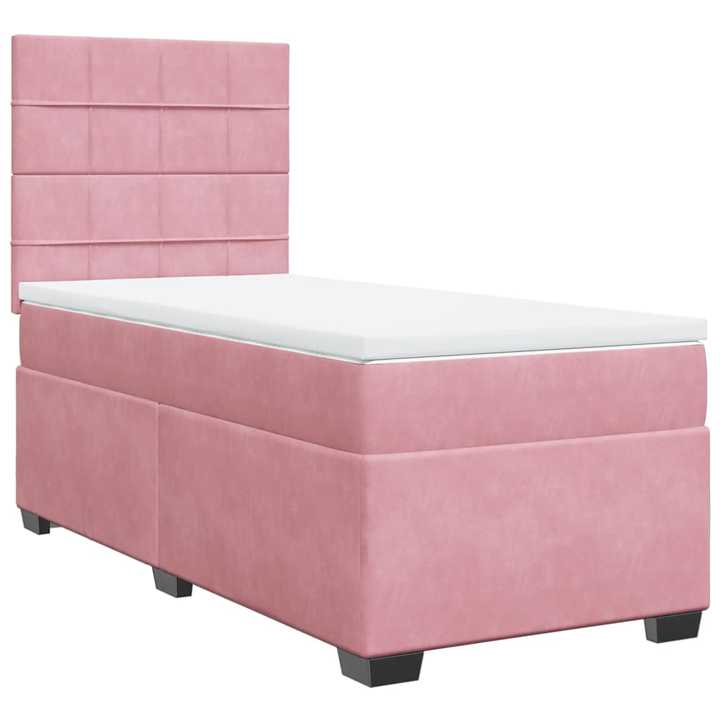 Giroletto a Molle con Materasso Rosa 100x200 cm in Velluto
