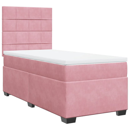 Giroletto a Molle con Materasso Rosa 100x200 cm in Velluto