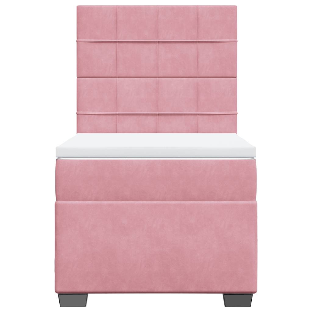 Giroletto a Molle con Materasso Rosa 100x200 cm in Velluto
