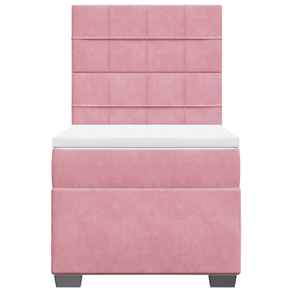 Giroletto a Molle con Materasso Rosa 100x200 cm in Velluto