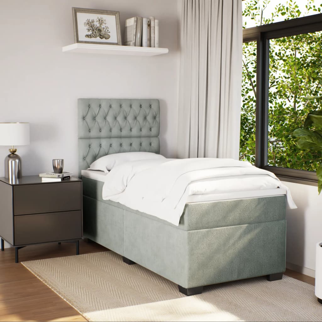 Giroletto a Molle con Materasso Grigio Chiaro 100x200cm Velluto - homemem39