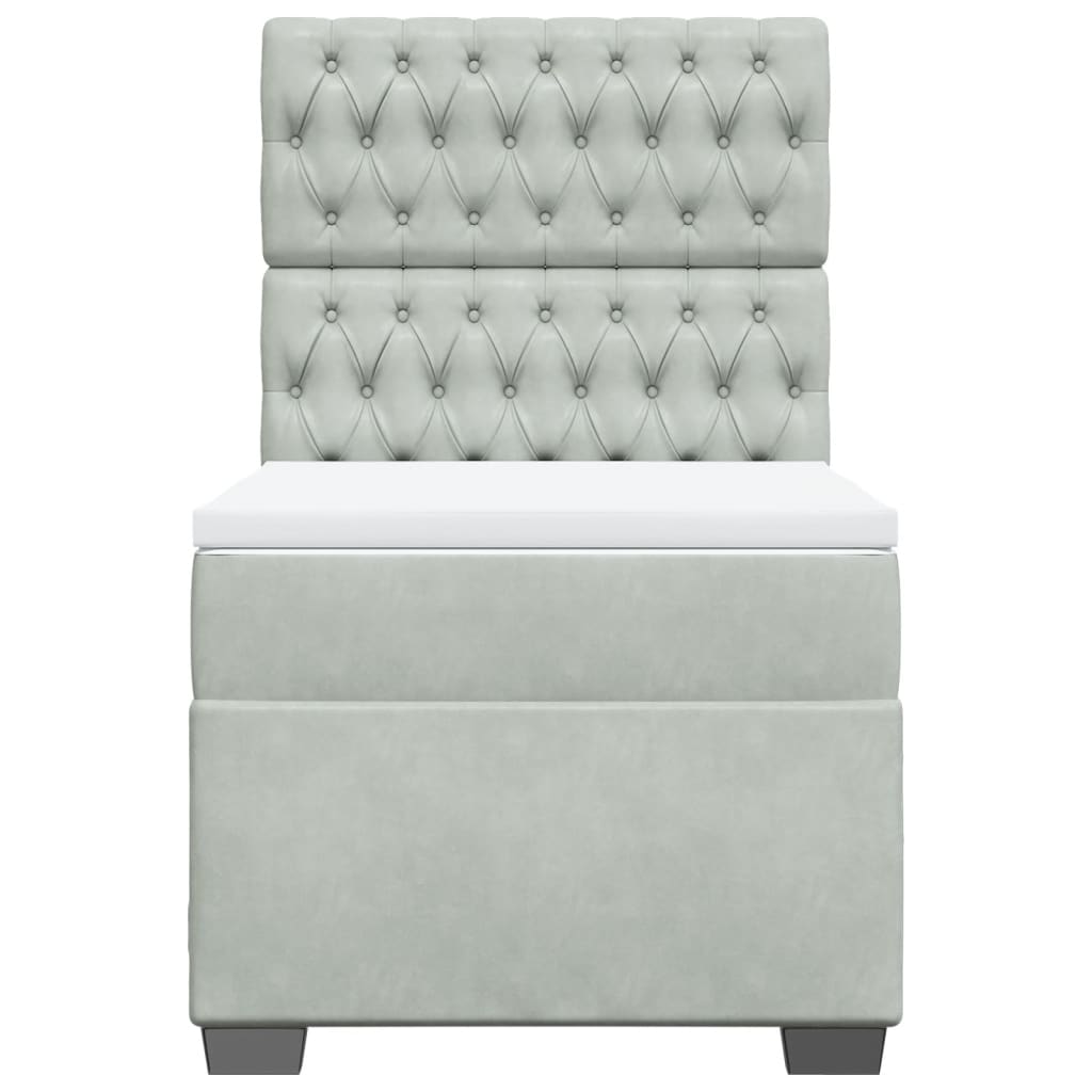 Giroletto a Molle con Materasso Grigio Chiaro 100x200cm Velluto - homemem39