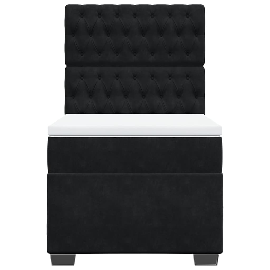 Giroletto a Molle con Materasso Nero 100x200 cm in Velluto - homemem39