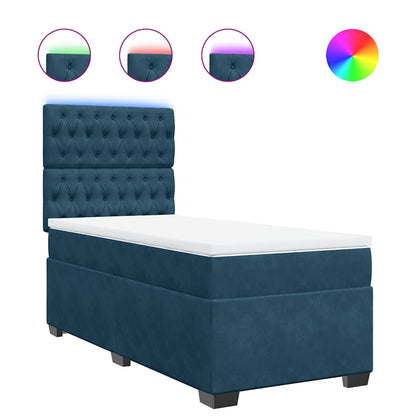 Giroletto a Molle con Materasso Blu 100x200 cm in Velluto | homemem39