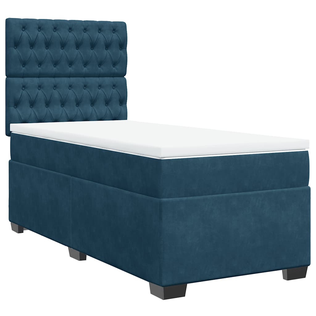 Giroletto a Molle con Materasso Blu 100x200 cm in Velluto | homemem39