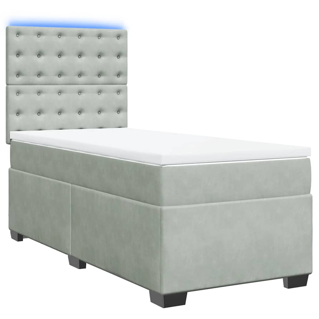 Giroletto a Molle con Materasso Grigio Chiaro 100x200cm Velluto