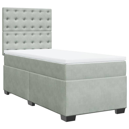 Giroletto a Molle con Materasso Grigio Chiaro 100x200cm Velluto