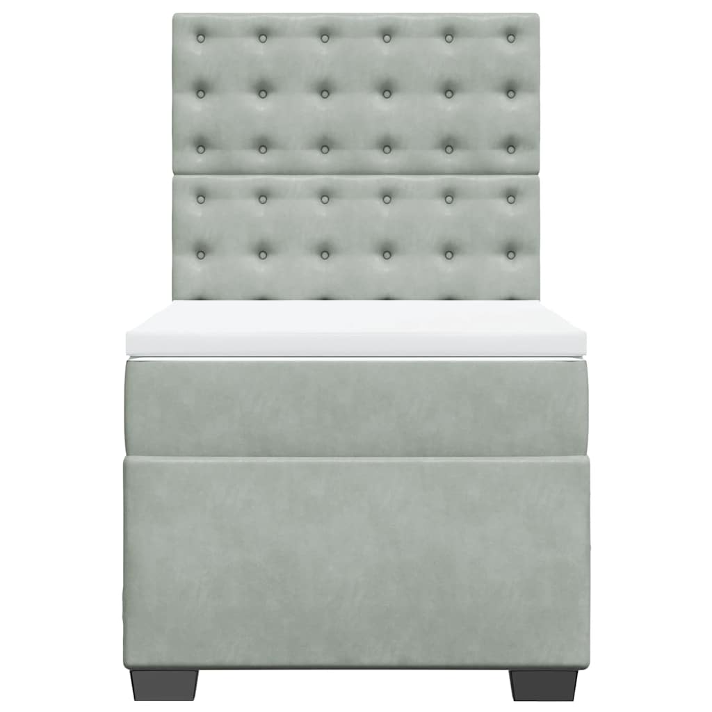 Giroletto a Molle con Materasso Grigio Chiaro 100x200cm Velluto