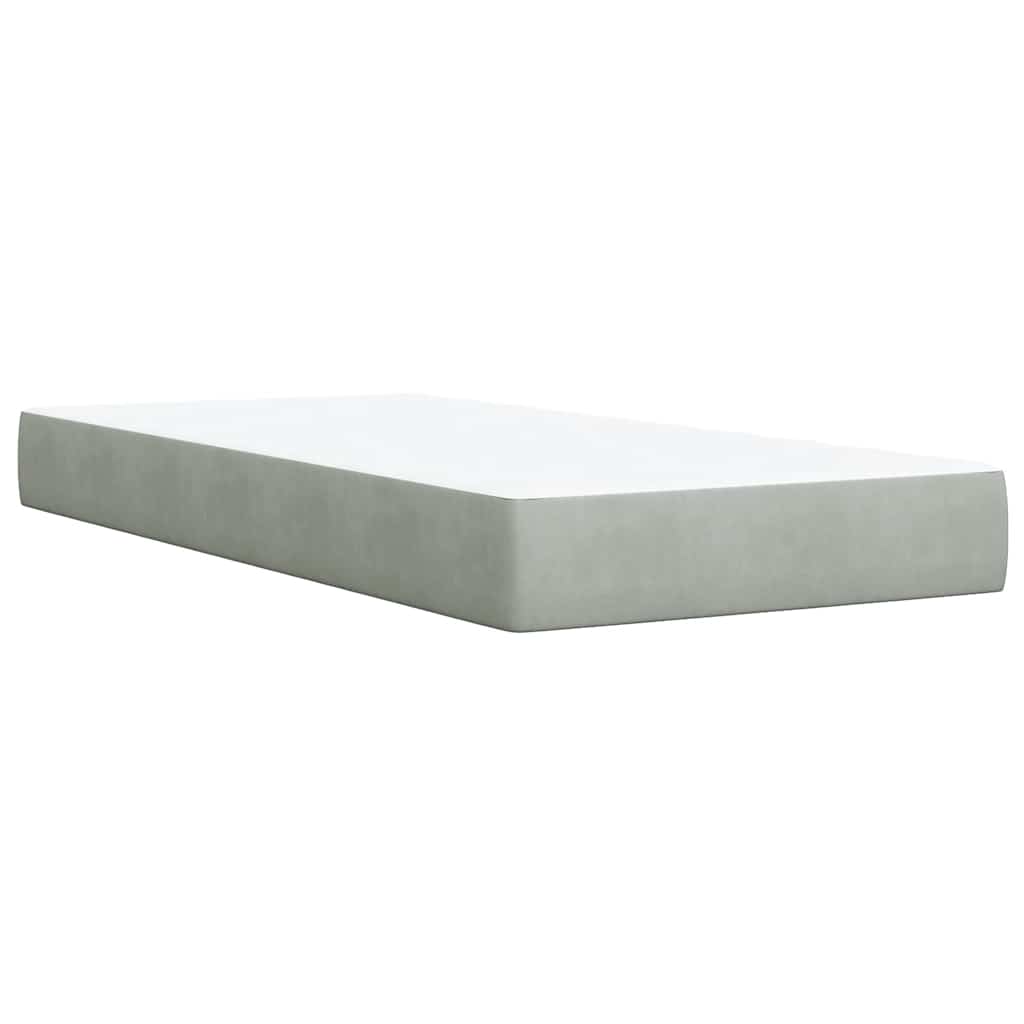 Giroletto a Molle con Materasso Grigio Chiaro 100x200cm Velluto