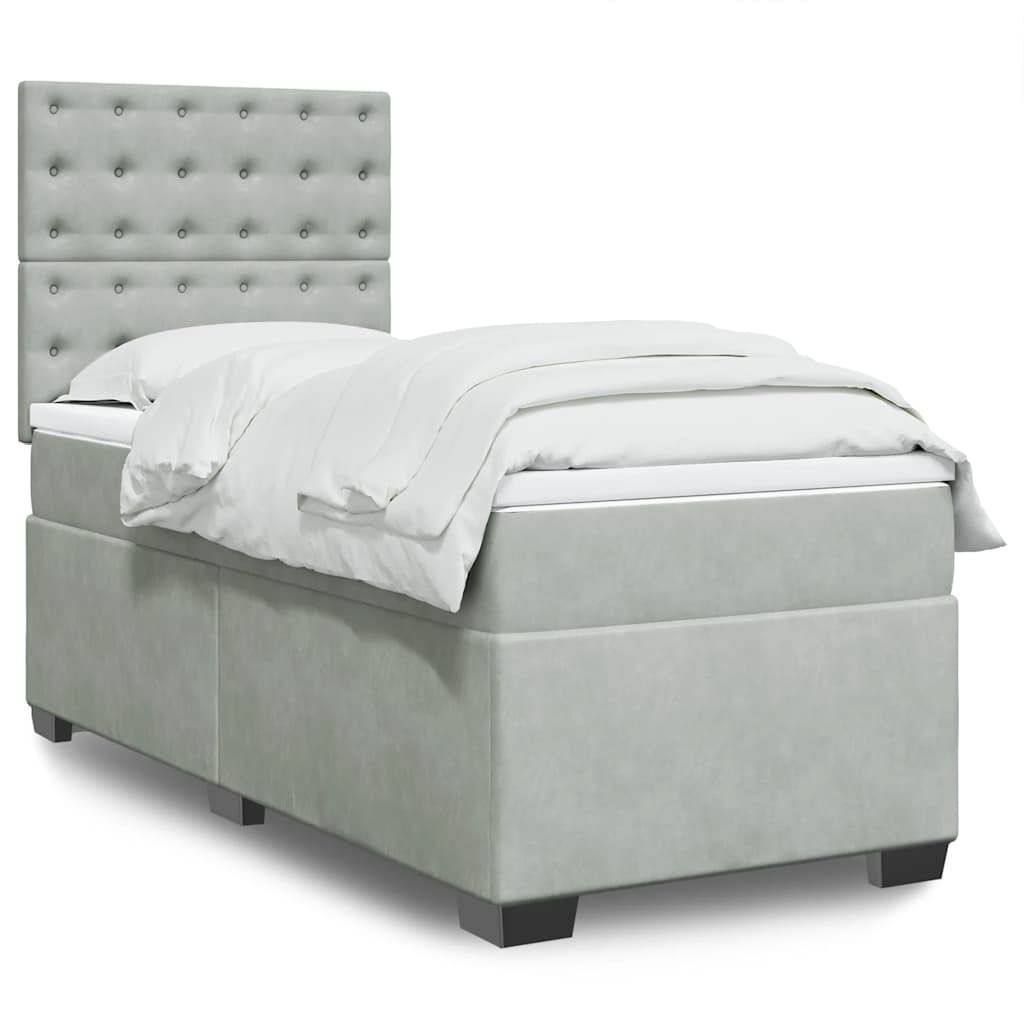Giroletto a Molle con Materasso Grigio Chiaro 100x200cm Velluto