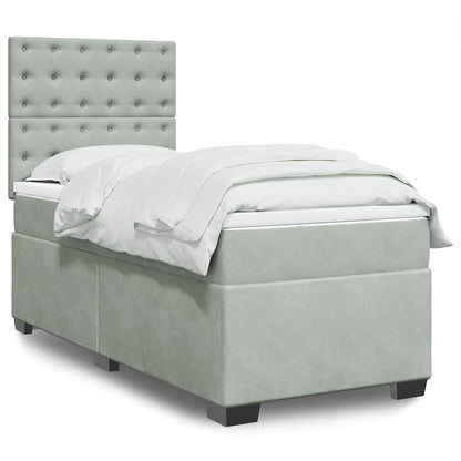 Giroletto a Molle con Materasso Grigio Chiaro 100x200cm Velluto