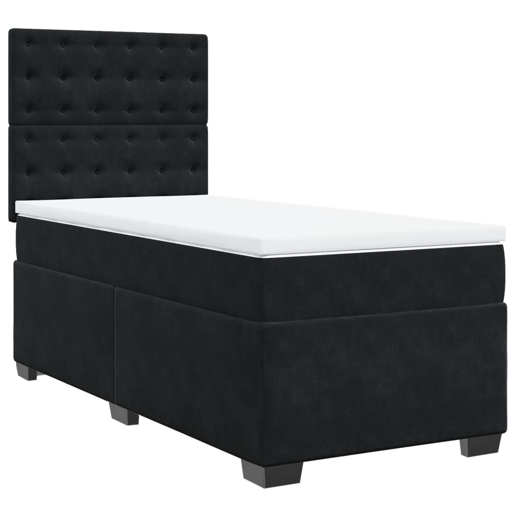 Giroletto a Molle con Materasso Nero 100x200 cm in Velluto