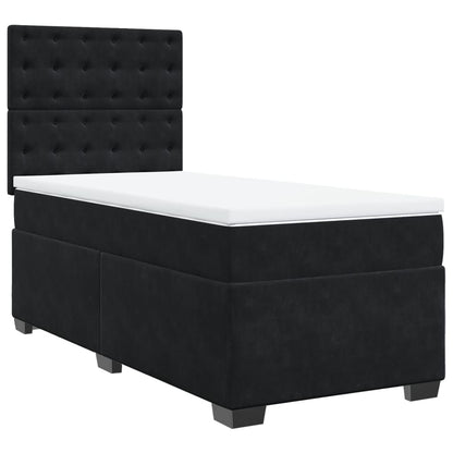 Giroletto a Molle con Materasso Nero 100x200 cm in Velluto