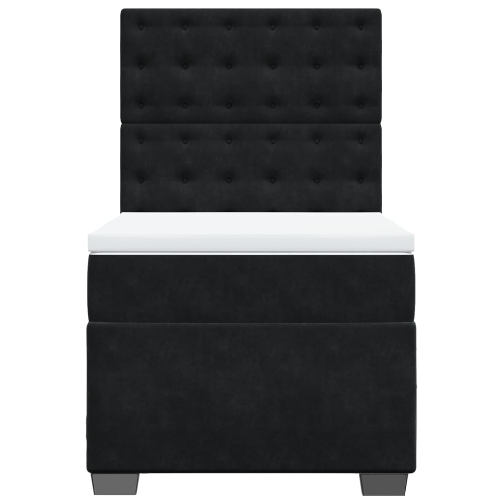 Giroletto a Molle con Materasso Nero 100x200 cm in Velluto