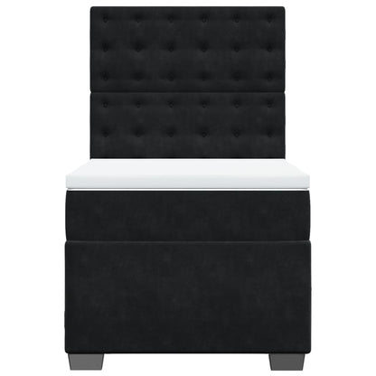 Giroletto a Molle con Materasso Nero 100x200 cm in Velluto
