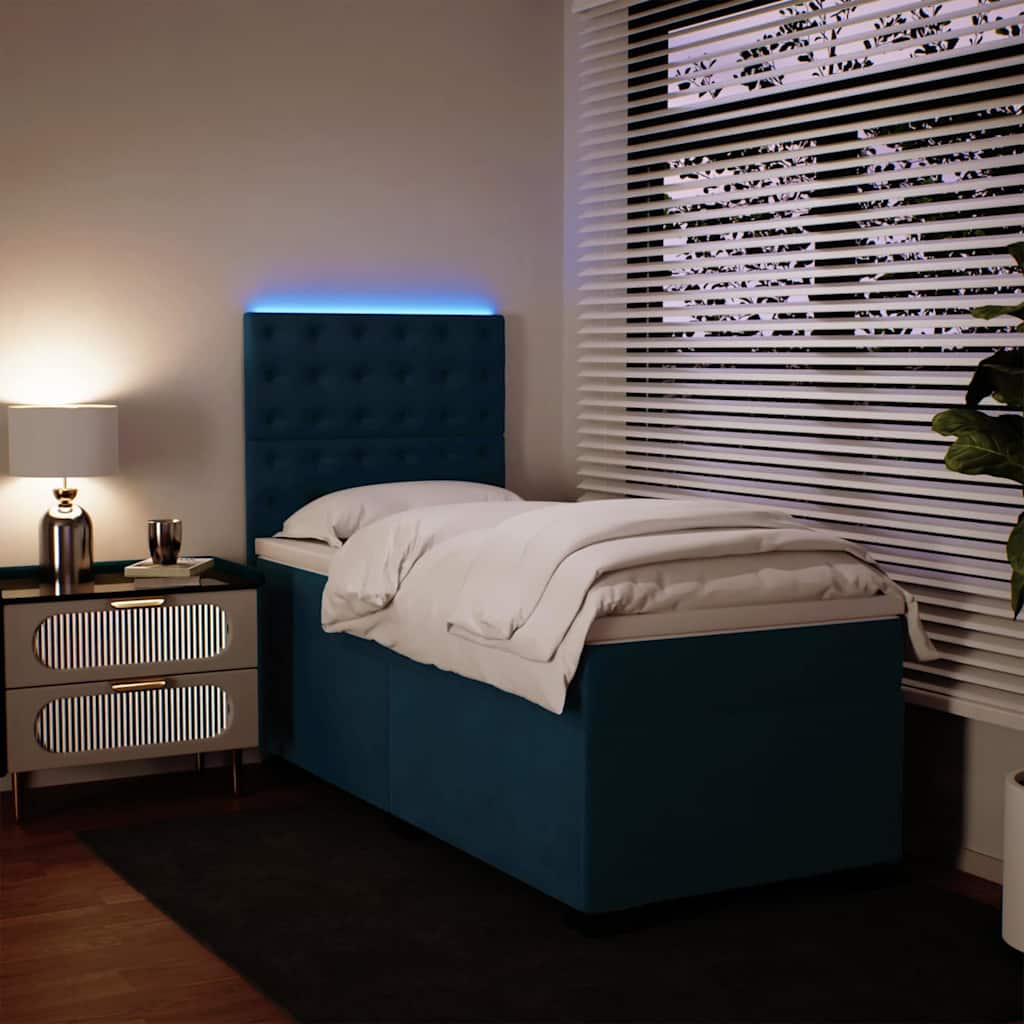 Giroletto a Molle con Materasso Blu 100x200 cm in Velluto
