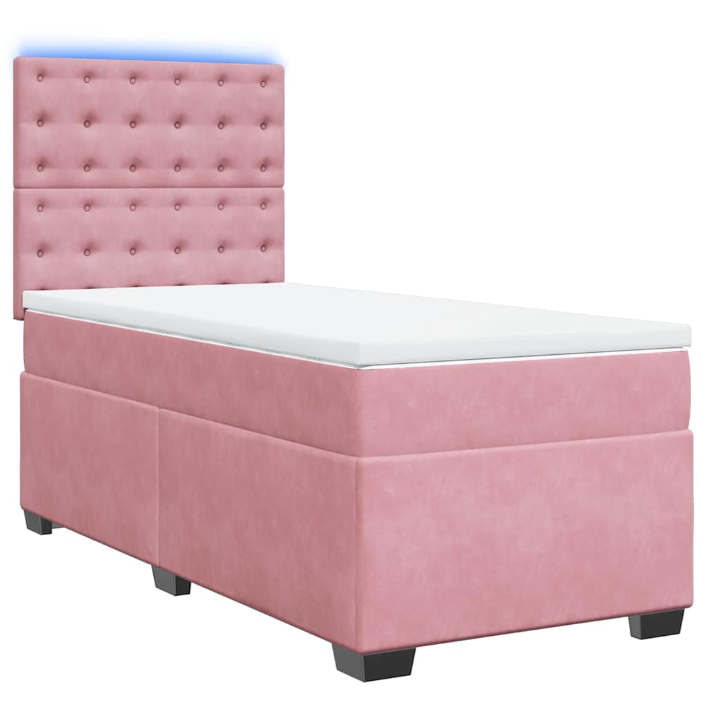 Giroletto a Molle con Materasso Rosa 100x200 cm in Velluto