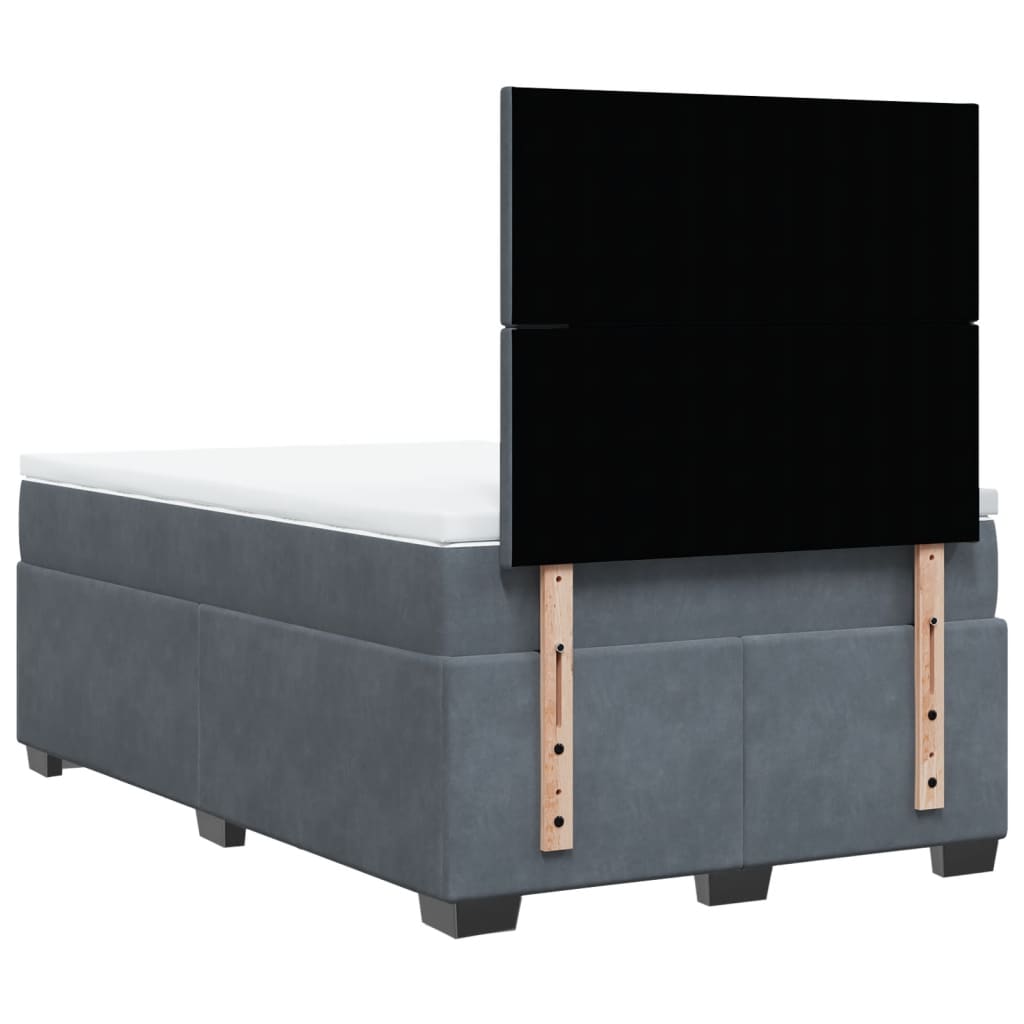 Giroletto a Molle con Materasso Grigio Scuro 120x190 cm Velluto