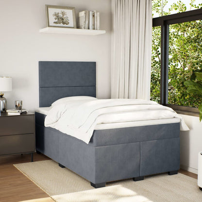 Giroletto a Molle con Materasso Grigio Scuro 120x190 cm Velluto