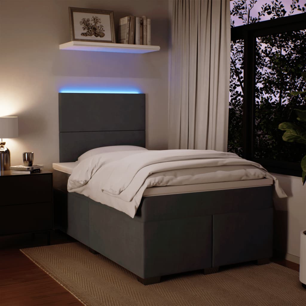 Giroletto a Molle con Materasso Grigio Scuro 120x190 cm Velluto - homemem39