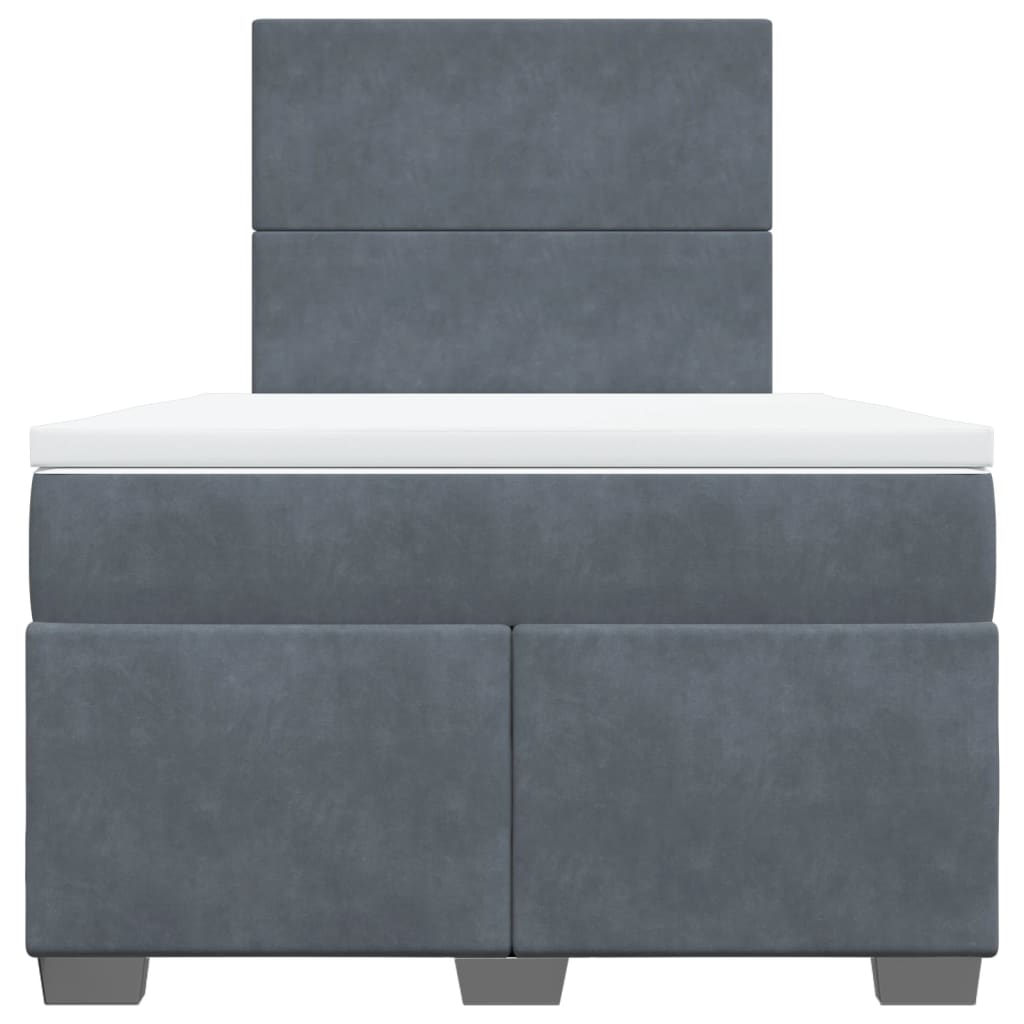 Giroletto a Molle con Materasso Grigio Scuro 120x190 cm Velluto