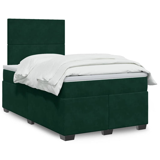 Giroletto a Molle con Materasso Verde Scuro 120x190 cm Velluto