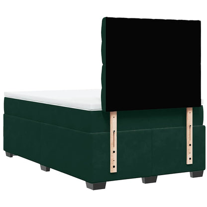 Giroletto a Molle con Materasso Verde Scuro 120x190 cm Velluto