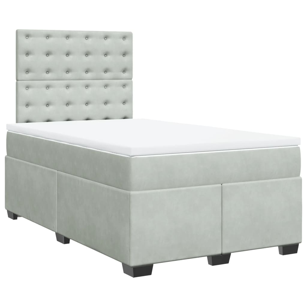 Giroletto a Molle con Materasso Grigio Chiaro 120x190cm Velluto