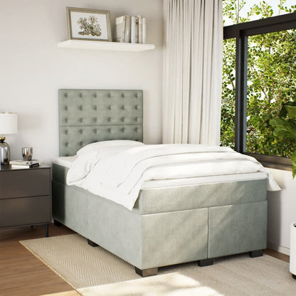 Giroletto a Molle con Materasso Grigio Chiaro 120x190cm Velluto
