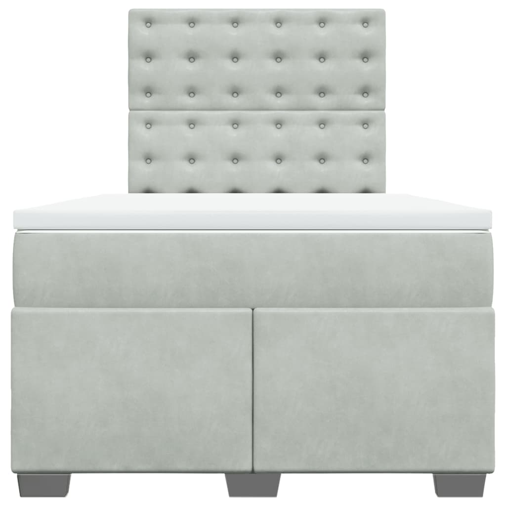 Giroletto a Molle con Materasso Grigio Chiaro 120x190cm Velluto