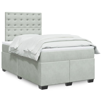 Giroletto a Molle con Materasso Grigio Chiaro 120x190cm Velluto