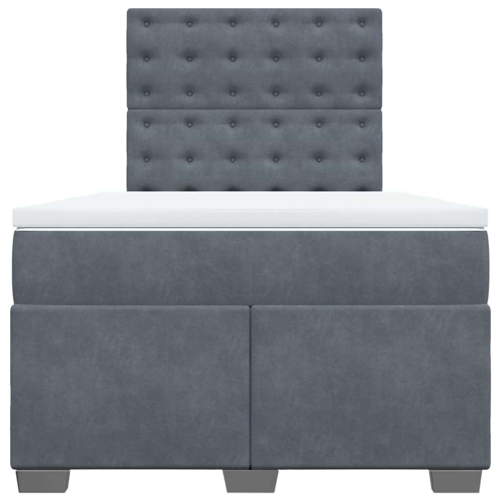 Giroletto a Molle con Materasso Grigio Scuro 120x190 cm Velluto