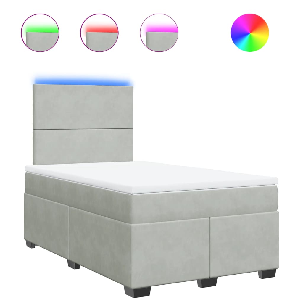 Giroletto a Molle con Materasso Grigio Chiaro 120x200cm Velluto