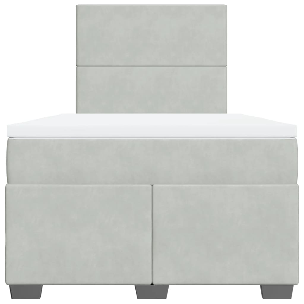 Giroletto a Molle con Materasso Grigio Chiaro 120x200cm Velluto