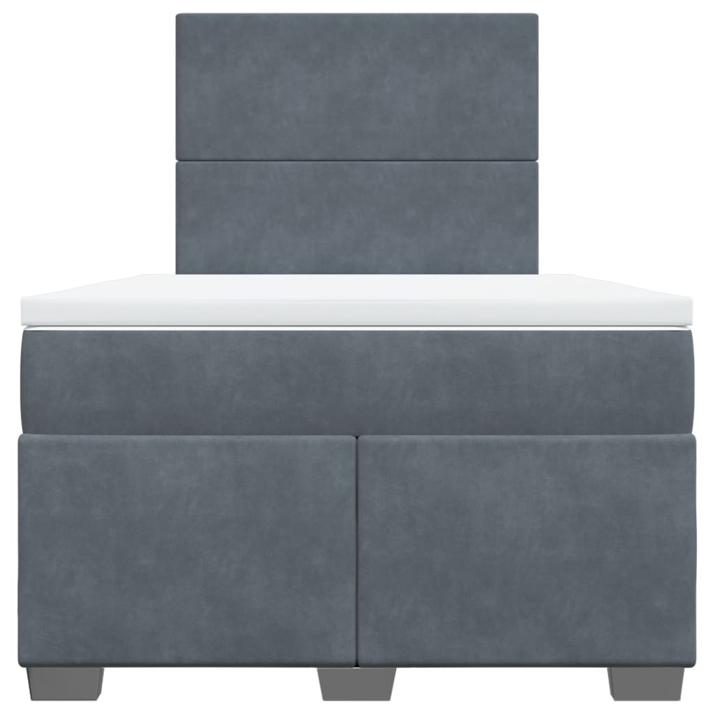 Giroletto a Molle con Materasso Grigio Scuro 120x200 cm Velluto - homemem39
