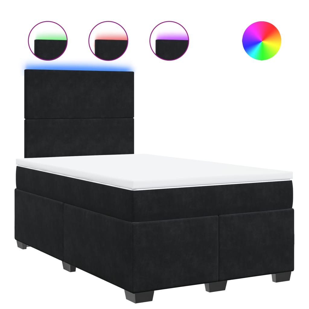 Giroletto a Molle con Materasso Nero 120x200 cm in Velluto - homemem39