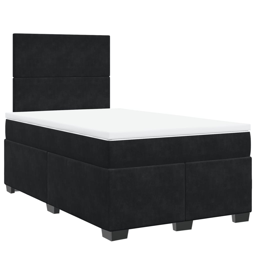 Giroletto a Molle con Materasso Nero 120x200 cm in Velluto