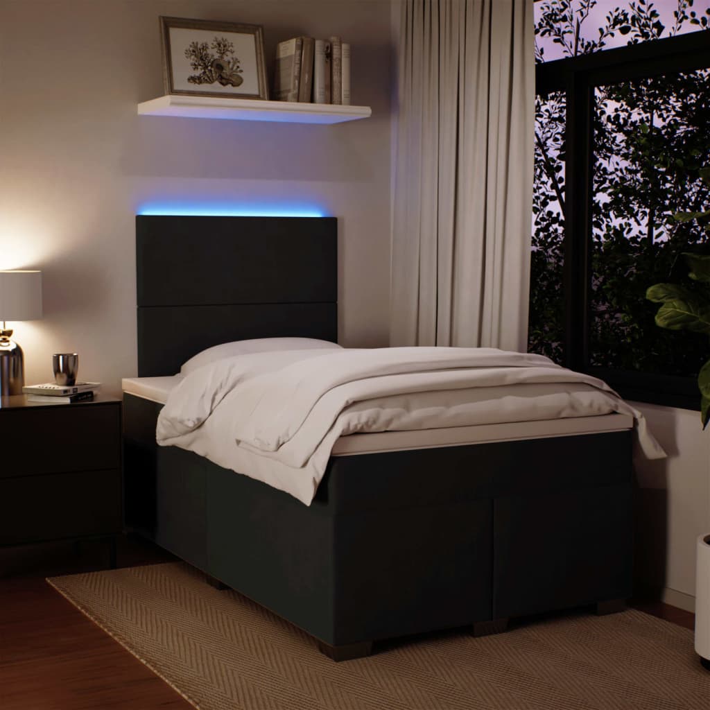 Giroletto a Molle con Materasso Nero 120x200 cm in Velluto - homemem39