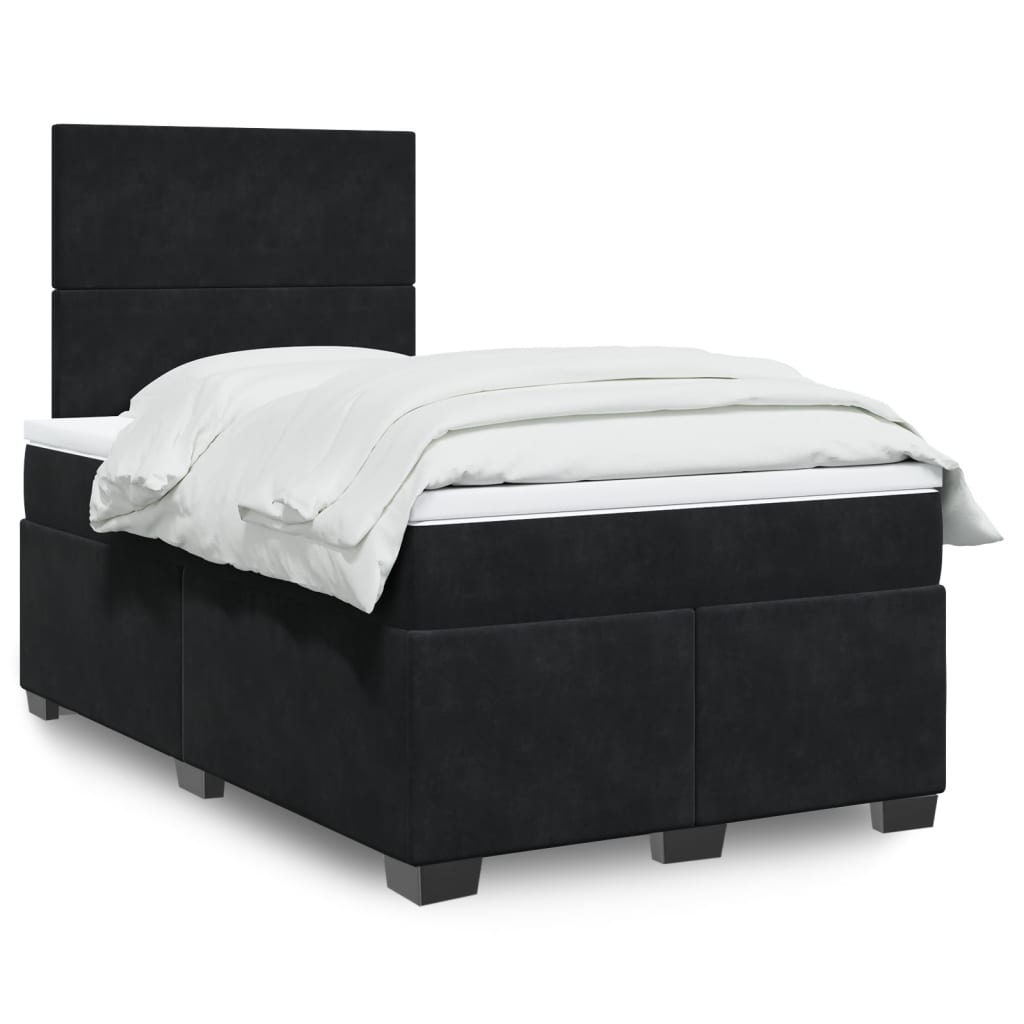 Giroletto a Molle con Materasso Nero 120x200 cm in Velluto