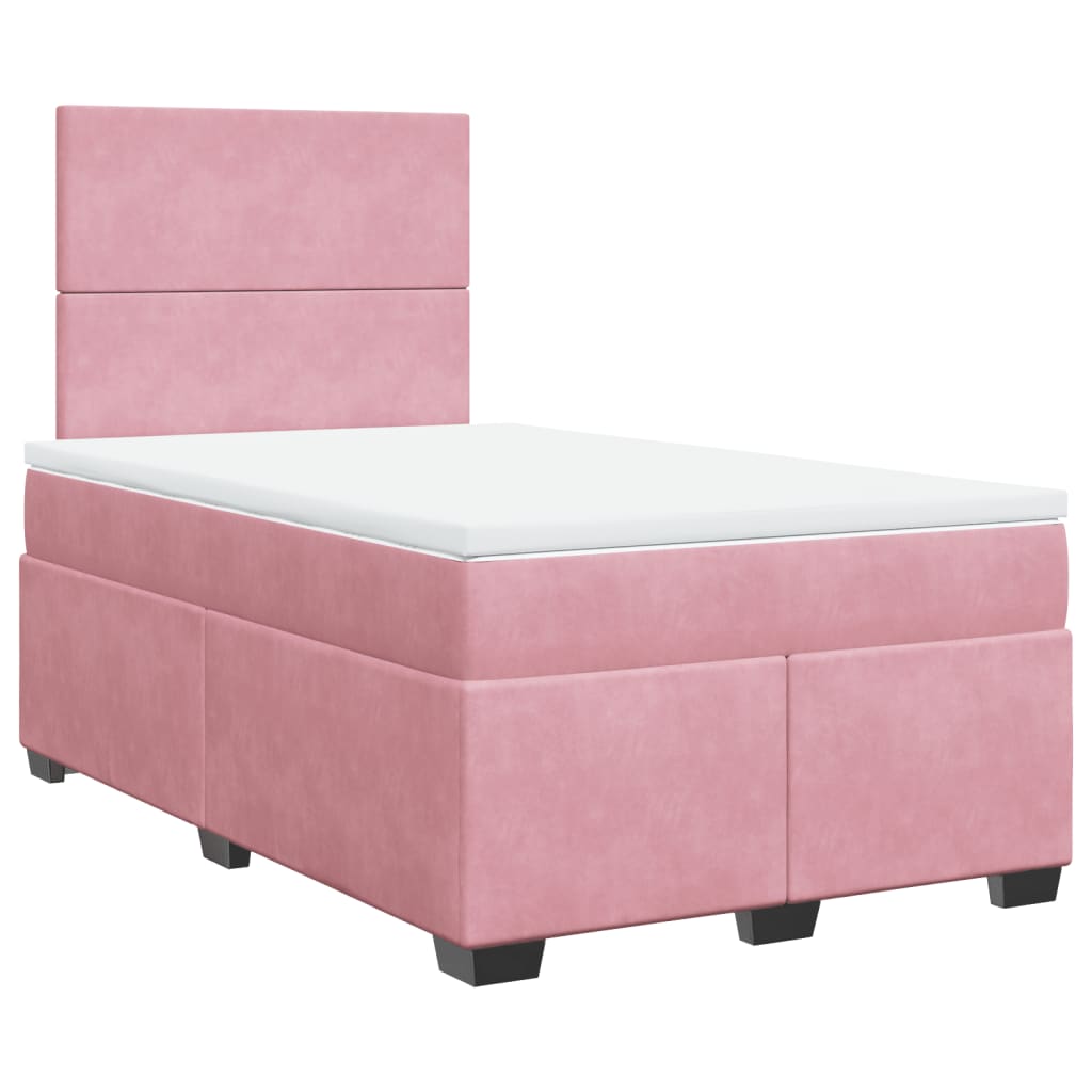 Giroletto a Molle con Materasso Rosa 120x200 cm in Velluto
