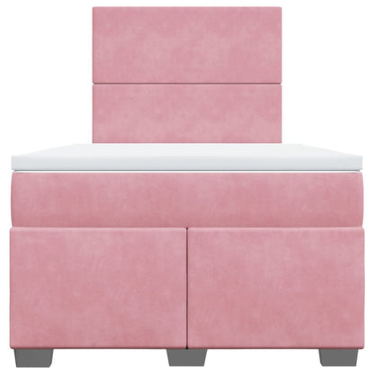 Giroletto a Molle con Materasso Rosa 120x200 cm in Velluto