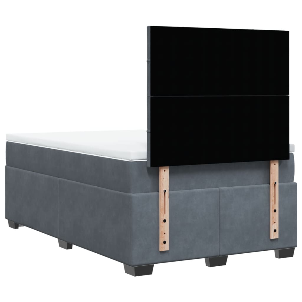 Giroletto a Molle con Materasso Grigio Scuro 120x200 cm Velluto