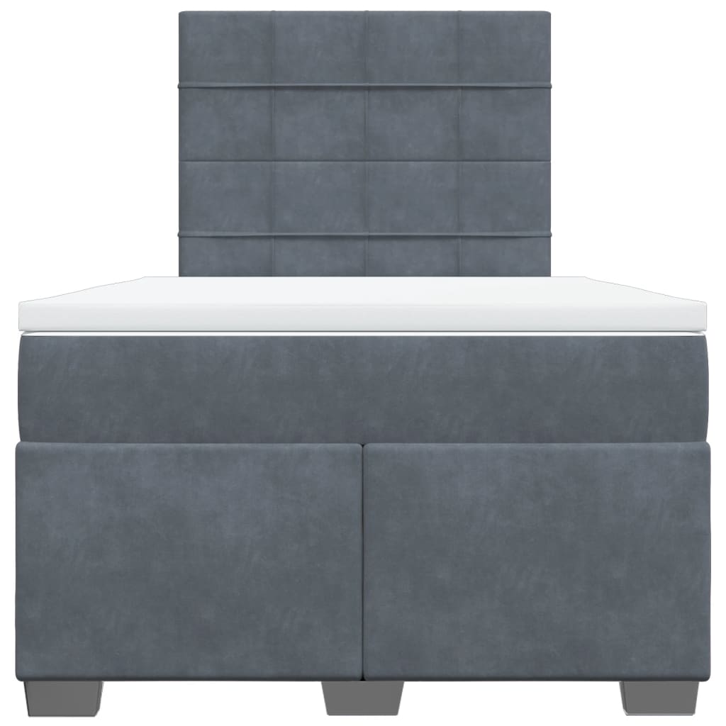 Giroletto a Molle con Materasso Grigio Scuro 120x200 cm Velluto