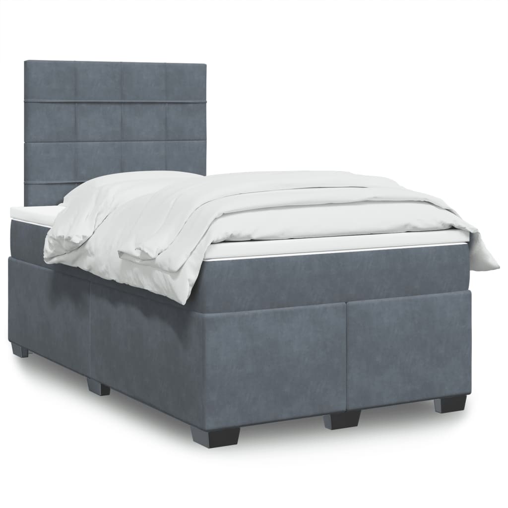 Giroletto a Molle con Materasso Grigio Scuro 120x200 cm Velluto