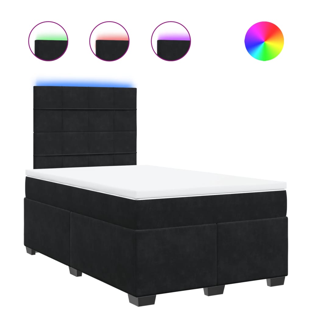 Giroletto a Molle con Materasso Nero 120x200 cm in Velluto - homemem39