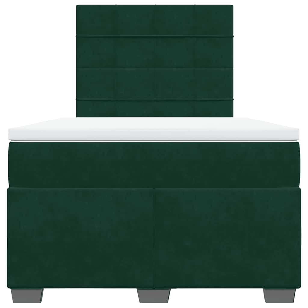 Giroletto a Molle con Materasso Verde Scuro 120x200 cm Velluto