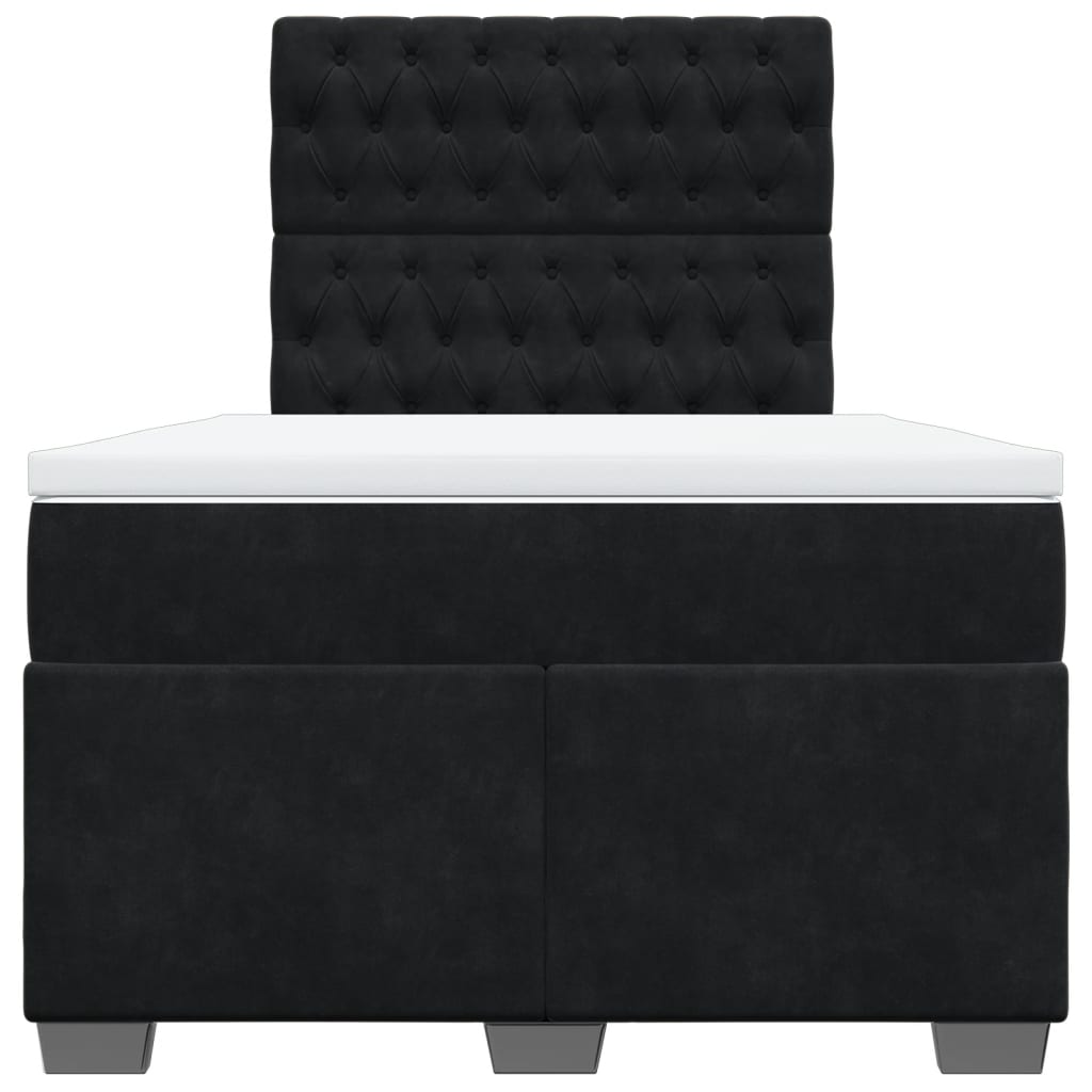 Giroletto a Molle con Materasso Nero 120x200 cm in Velluto
