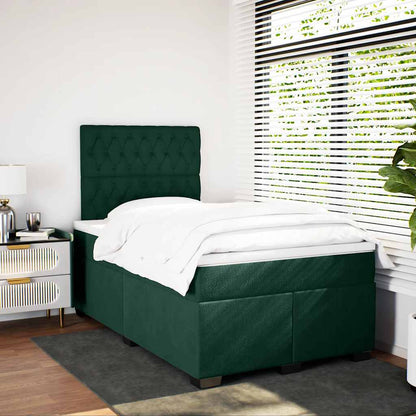 Giroletto a Molle con Materasso Verde Scuro 120x200 cm Velluto