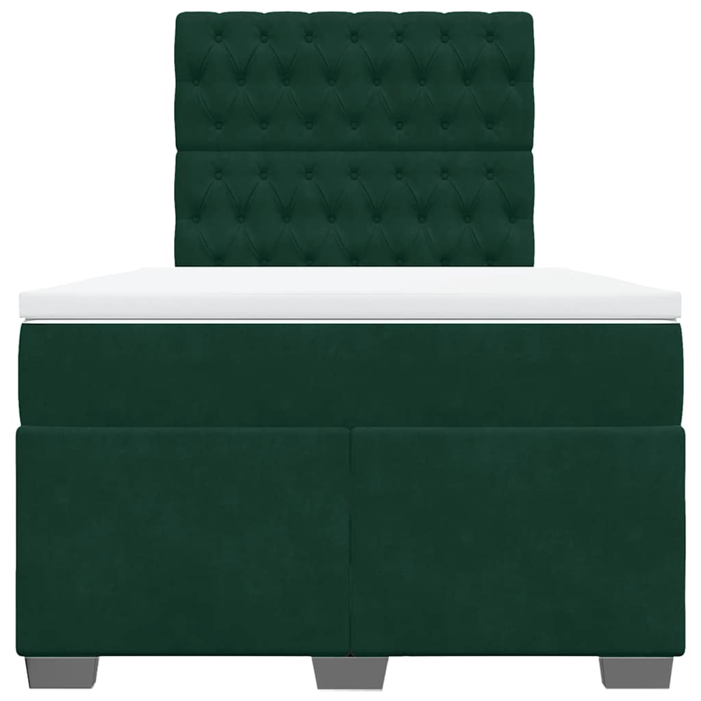 Giroletto a Molle con Materasso Verde Scuro 120x200 cm Velluto